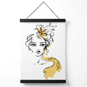 Female Fashion Pen and Ink Sketch Medium Poster with Black Hanger