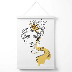 Female Fashion Pen and Ink Sketch Poster with Hanger / 33cm / White