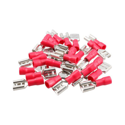 Female Red Electrical Cable Wire Spade Terminals Crimps Connectors 25pc