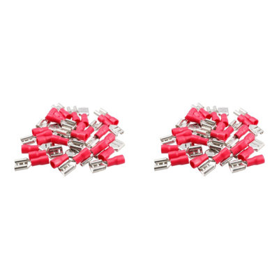 Female Red Electrical Cable Wire Spade Terminals Crimps Connectors 50pc