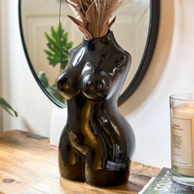 Female Silhouette Body Vase - 29cm - Black