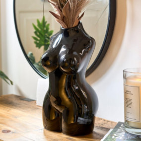 Female Silhouette Body Vase - 29cm - Black