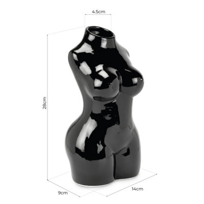 Female Silhouette Body Vase - 29cm - Black
