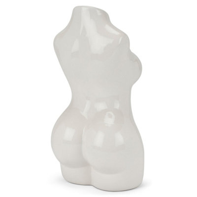 Female Silhouette Body Vase - 29cm - White