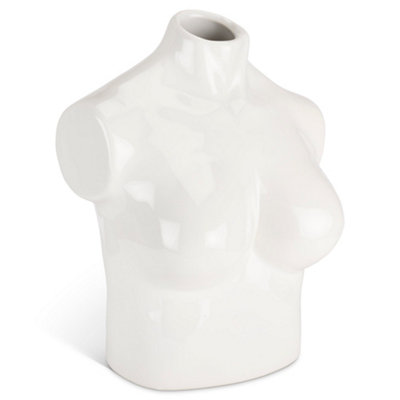 Female Silhouette Torso Vase - 20cm - White