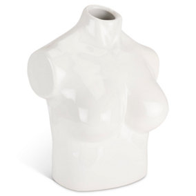 Female Silhouette Torso Vase - 20cm - White