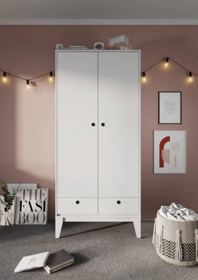 Femii FE-01 Two Hinged Door Wardrobe  - (H)2020mm x (W)920mm x (D)510mm - Stylish Bedroom Storage Solution with Drawers