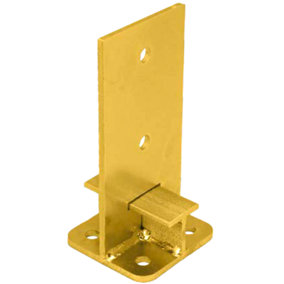 Fence Base Support Size: 100mm ( Pack of: 1 ) GOLD Brackets Concealed Shoe Heavy Duty Galvanised for Pergola, Bolt Down Feet