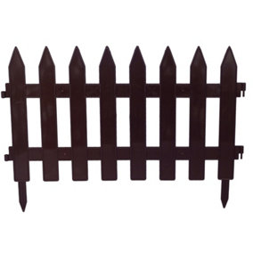 Fence Garden Fencing Lawn Edging Home Tree Fence Barrier 6 Colours Picket 3.2m Brown