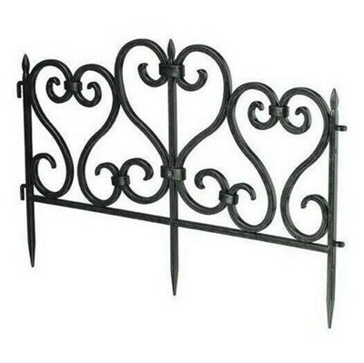 Fence Garden Fencing Lawn Edging Tree Fence Barrier Metal Style Picket 2.45m Black