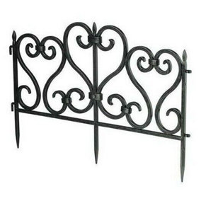 Fence Garden Fencing Lawn Edging Tree Fence Barrier Metal Style Picket 2.45m Black