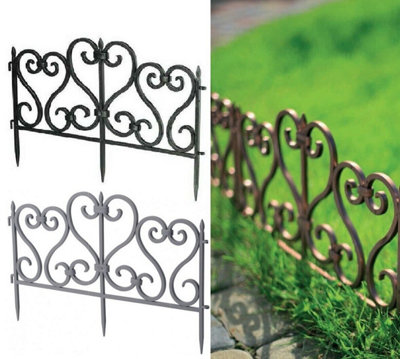 Fence Garden Fencing Lawn Edging Tree Fence Barrier Metal Style Picket 2.45m Black