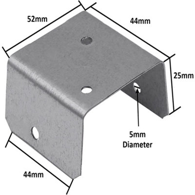 Fence Panel Clips 52mm Galvanised Brackets Fencing Post Panel Clips Secure Anti Rattle U Clip - 10 Pack