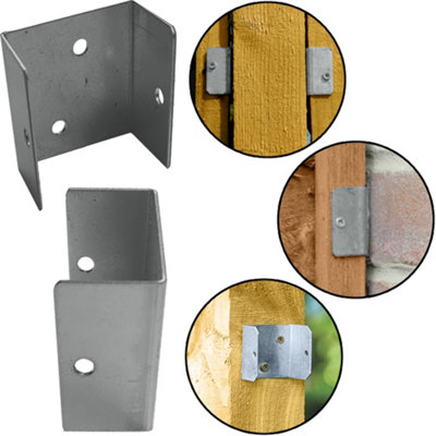 Fence Panel Clips 52mm Galvanised Brackets Fencing Post Panel Clips Secure Anti Rattle U Clip - 10 Pack - 3