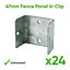 Fence Panel Clips - Trellis U Bracket for Posts - Anti Rattle Galvanised Fencing Clips - 47mm - Pack of 24 (FREE DELIVERY)
