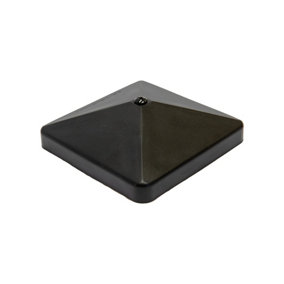 Fence post cap 4 inch or 100mm square posts galvanized steel powder coated black protects post from damage