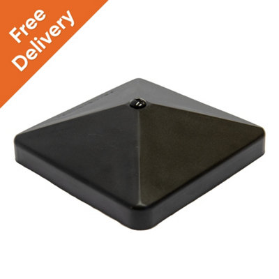 Fence post cap 4x4 inch or 100mm square posts galvanized steel powder coated black protects post from damage (FREE DELIVERY)