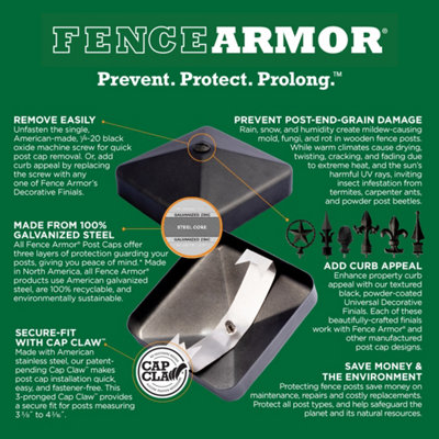 Fence post cap 4x4 inch or 100mm square posts galvanized steel powder coated black protects post from damage (FREE DELIVERY) - 3