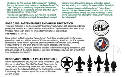 Fence post cap 4x4 inch or 100mm square posts galvanized steel powder coated black protects post from damage (FREE DELIVERY) - 4