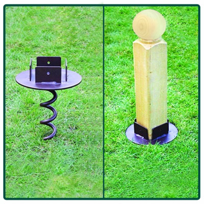 6x6 Concrete Post Anchors - 4 Pack U Shape Fence Post Holders With Black Coating