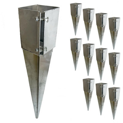 Bolt Down Fence Post Supports 100MM Wedge Grip X10  Galvanised Fencing Base Shoe Foot ~0600988552333 01c Mp