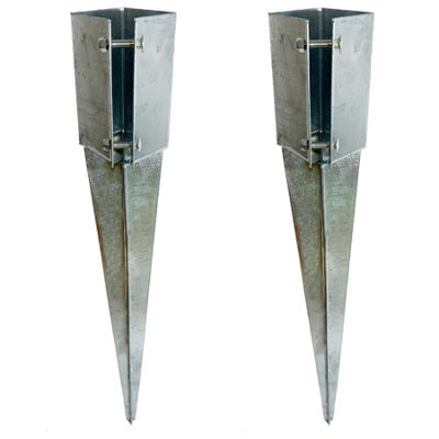 Fence Post Holder Support Drive In Spike Galvanised 100 x 100 x 750mm 2PK