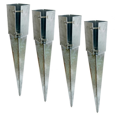 Fence Post Holder Support Drive In Spike Galvanised 75 x 75 x 750mm 4PK