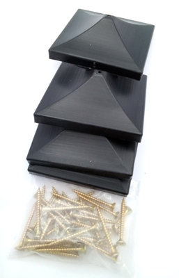 Fence Post Protection Caps - Black Pack of 12 with fittings as they ...