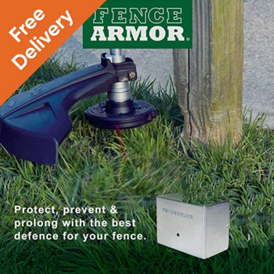 Fence Post Protection from Strimmer Damage fits 6x6 Inch 150mm Square Post for Pannel Fence Galvanized Steel (FREE DELIVERY)