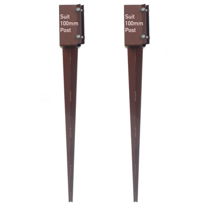 Fence Post Spike 100x750mm PACK 2 Anchor Bracket Holder Support Red ...
