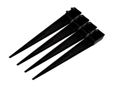 Fence Post Support Spike Holders 4" 100MM X4 (Square Bolt Grip Fencing Shoe)