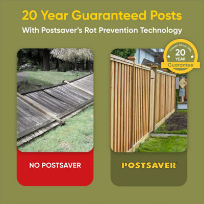Fence Post (W) 3x3" 75x75mm (H) 6FT 1.8m - (4 Pack) - Postsaver 20 Year Guarantee (FREE DELIVERY) - 5