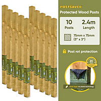 Fence Post (W) 3x3" 75x75mm (H) 8FT 2.4m - (10 Pack) - Postsaver 20 Year Guarantee (FREE DELIVERY)