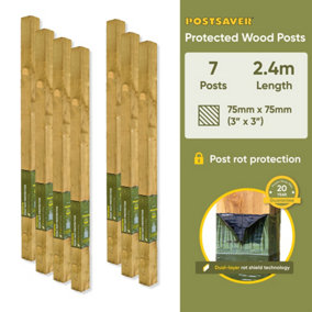 Fence Post (W) 3x3" 75x75mm (H) 8FT 2.4m - (7 Pack) - Postsaver 20 Year Guarantee (FREE DELIVERY)