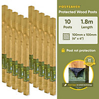 Fence Post (W) 4x4" 100x100mm (H) 6FT 1.8m - (10 Pack) - Postsaver 20 Year Guarantee (FREE DELIVERY)