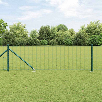 Fence with Posts Green 0.8 x 25 m Steel
