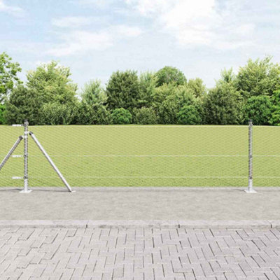 Fence with Posts Silver 0.5 x 25 m PVC-coated steel