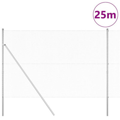 Fence with Posts Silver 1.5 x 25 m PVC-coated steel