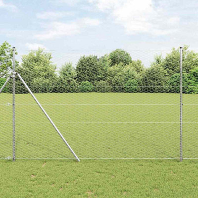 Fence with Posts Silver 1.5 x 25 m PVC-coated steel