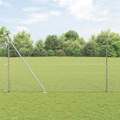 Fence with Posts Silver 1.5 x 25 m PVC-coated steel