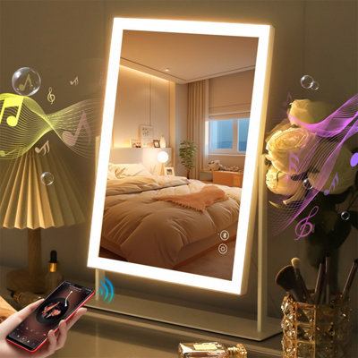 FENCHILIN Bluetooth Hollywood LED Light Strip Vanity Mirror for Makeup 30x41cm