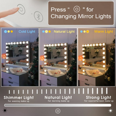 FENCHILIN Bluetooth Hollywood Vanity Make Up Mirror with Lights 18 LED Light Up Tabletop Wall