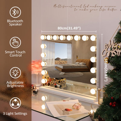 FENCHILIN Bluetooth Hollywood Vanity Make Up Mirror with Lights 18 LED Light Up Tabletop Wall