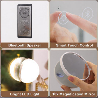 FENCHILIN Bluetooth Hollywood Vanity Make Up Mirror with Lights 18 LED Light Up Tabletop Wall