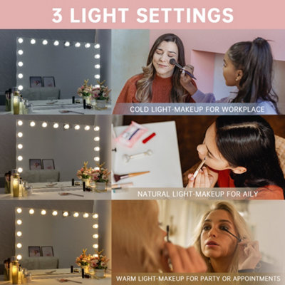 FENCHILIN Hollywood Vanity Make Up Mirror with Lights 18-LED Tabletop Wall Metal