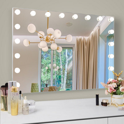 FENCHILIN Hollywood Vanity Make Up Mirror with Lights 18-LED Tabletop Wall Metal