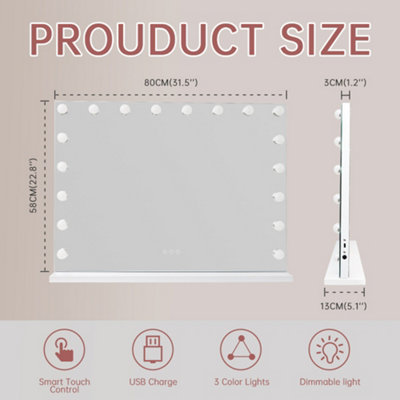 FENCHILIN Hollywood Vanity Make Up Mirror with Lights 18-LED Tabletop Wall Metal