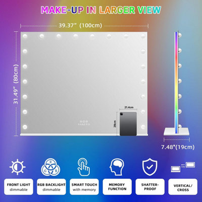 FENCHILIN Hollywood Vanity Make Up Mirror with Lights 18-LED Tabletop Wall Metal