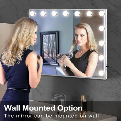 FENCHILIN Light Up Hollywood Vanity Mirror with 15 LED Lights Tabletop Wall Mounted