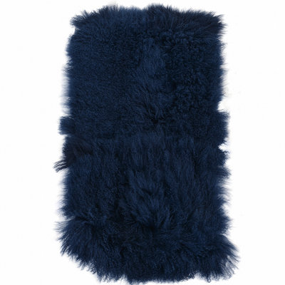 Fenland Luxury Mongolian Real Lamb Rug - Blue (120 cm x 60 cm)